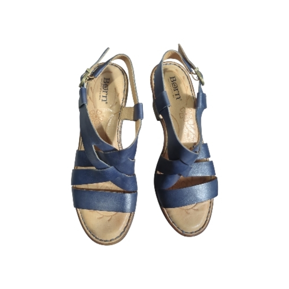 Born 8 Dark Blue Leather Strappy Sandals Boho, Coastal, Gorp Chic, Cottagecore